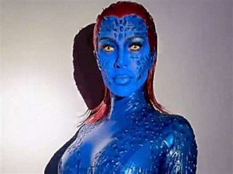 Rebecca Romijns Mystique makeup in process and completed.